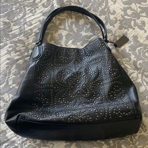 Coach Edie mini studded black shoulder bag